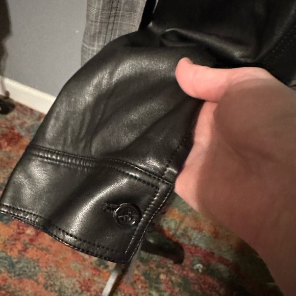 Adeam size medium Glen check and leather jacket blazer. No callouts - Picture 6 of 10